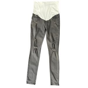 Pinkblush Womens Maternity Distressed‎ Stretchy Skinny Jeans 26 Dark Olive Green